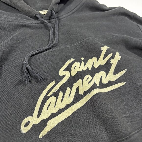 Saint Laurent 50s Signature Logo Hoodie Black Size M 2020 - Picture 4 of 8